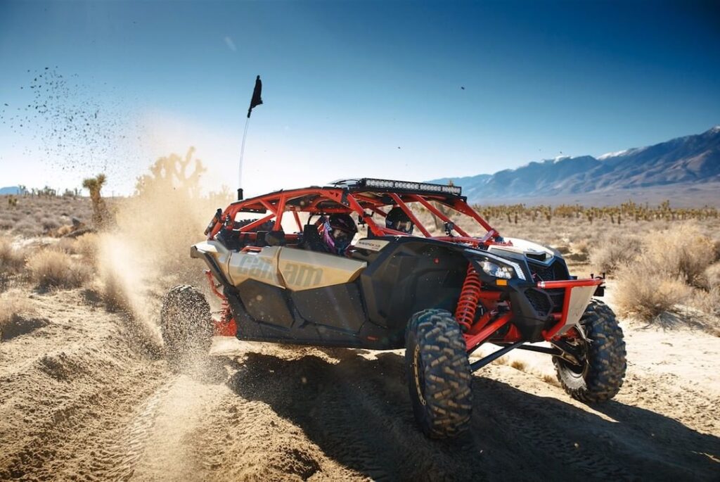 Hit the red dunes of Dubai with your whole crew in one of the most powerful off-road vehicles: the 4-Seater Can-Am Maverick X3 Turbo. This high-performance buggy combines 195 HP turbocharged power, long-travel suspension, and a fully automatic transmission — making it perfect for adrenaline-charged dune bashing with friends or family.