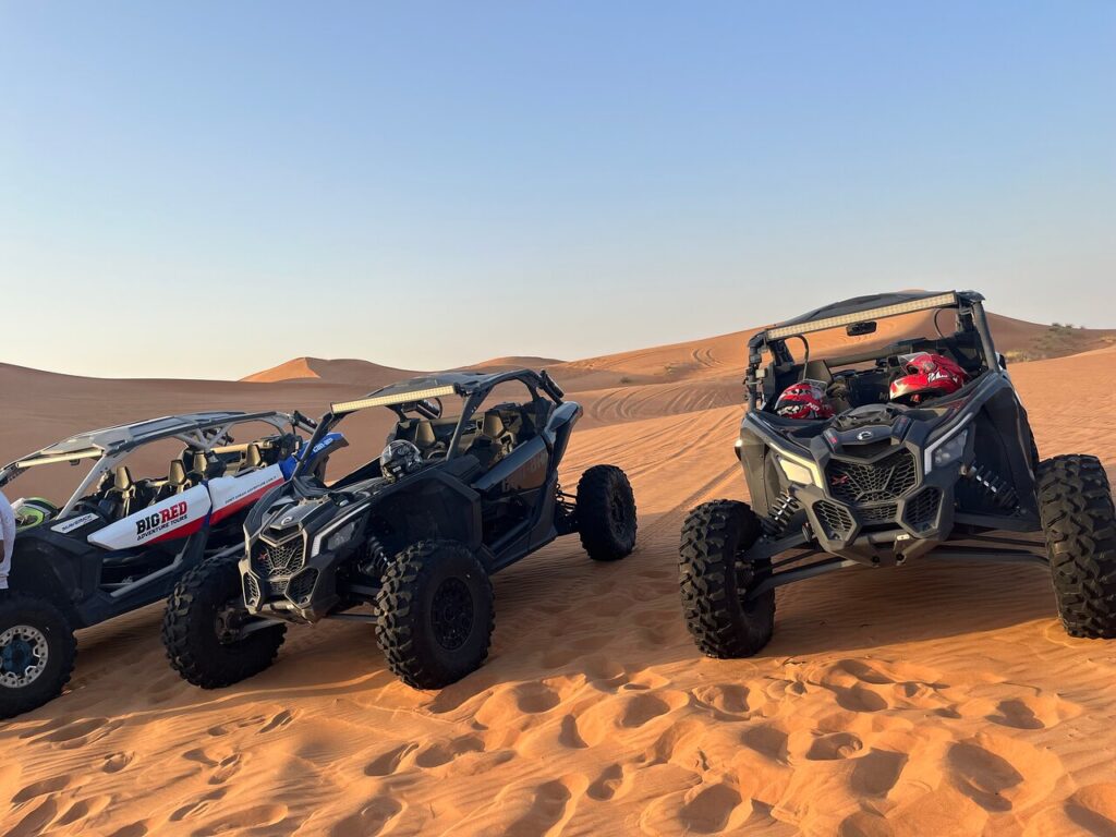 Experience extreme desert thrills with the Can-Am Maverick X3 – a beast of a buggy built for off-road dominance. With Turbocharged 195hp power, long-travel suspension, and racing-style bucket seats, this 2-seater buggy is designed for adrenaline seekers who want premium performance on Dubai’s stunning red dunes.