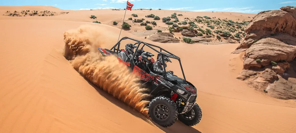 Explore Dubai’s stunning red dunes in one powerful machine built for adventure! The 4-Seater Polaris RZR 1000cc buggy offers high performance, comfort, and safety — ideal for families, friends, or small groups who want to share the fun without splitting into separate rides.