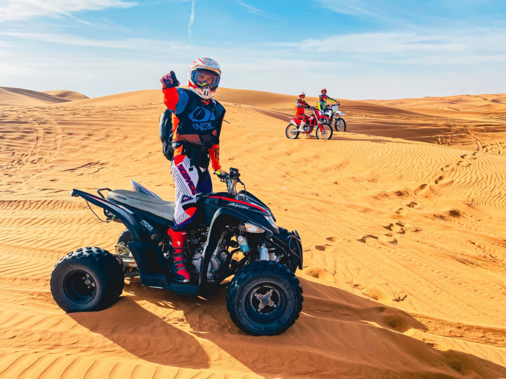 Unleash the beast of the dunes with the Yamaha Raptor 700CC — one of the most powerful and thrilling quad bike experiences in Dubai’s desert. Designed for experienced riders and thrill-seekers, this aggressive machine combines raw power, high torque, and excellent handling for a next-level ride.