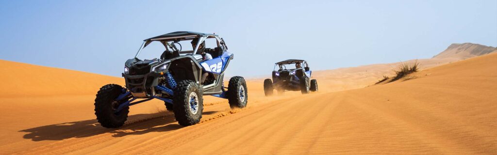 Experience extreme desert thrills with the Can-Am Maverick X3 – a beast of a buggy built for off-road dominance. With Turbocharged 195hp power, long-travel suspension, and racing-style bucket seats, this 2-seater buggy is designed for adrenaline seekers who want premium performance on Dubai’s stunning red dunes.